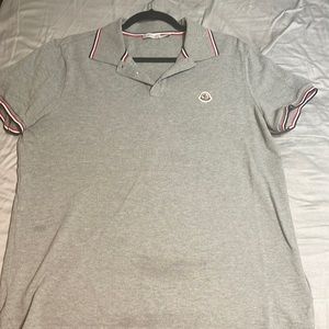 Gray Moncler men’s collared polo shirt - XL